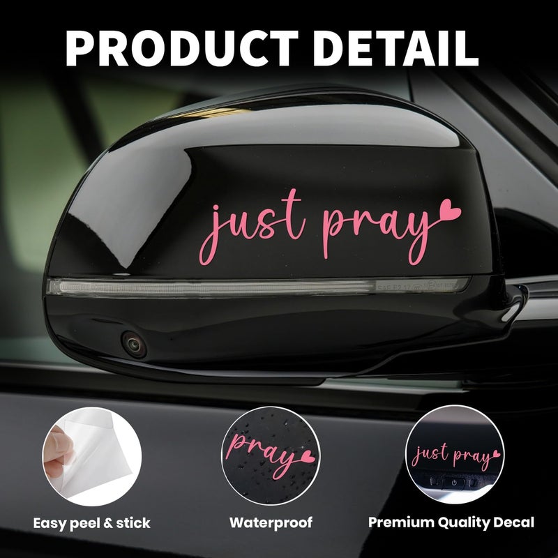 Hangwoous 3X Pink Just Pray Jesus Stickers For Cars - Vinyl Christian Sticker For Rearview Mirror, Laptop, Water Bottle - Christian, Jesus Car Decal - Religious Car Stickers And Decals - Resist Sticker For Cars - Image 2